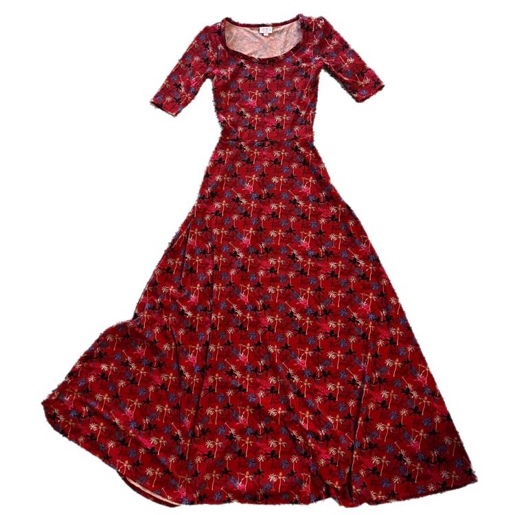 New Lularoe S Ana maxi dress Burgundy Floral Stretch Classic cute Wow