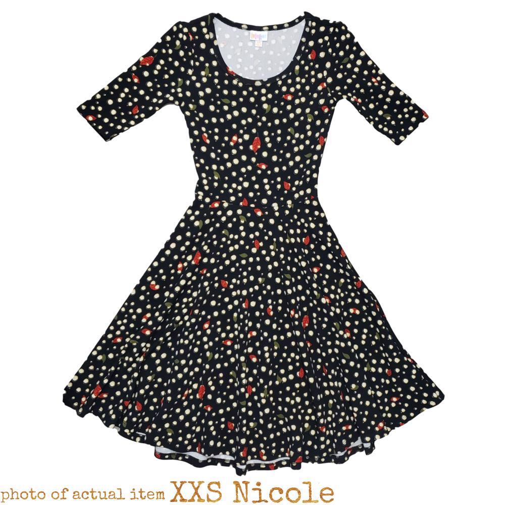 Lularoe Women Nicole Dress XS 2-4 Solid White Red Polka Dots 🦄 New HTF  Unicorn