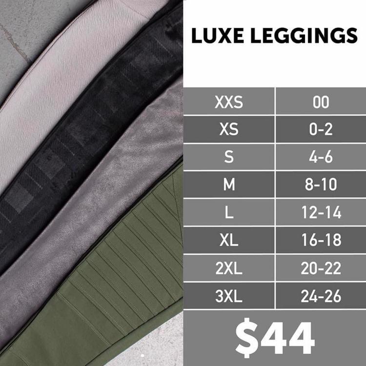 2021 LuLaRoe Moto Luxe Leggings Size Chart