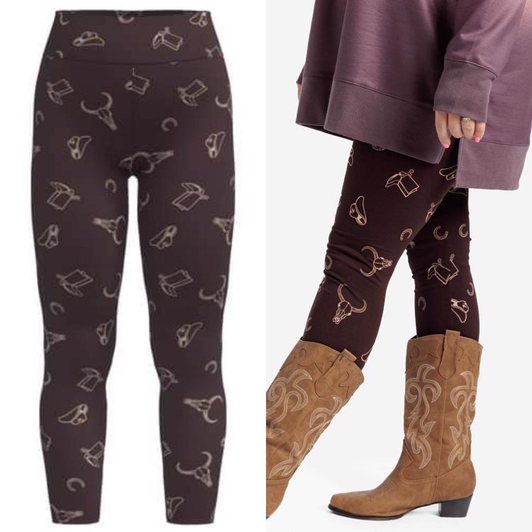 NEW LuLaRoe TC2 Leggings BROWN Wild HORSE ANIMAL Nature Western