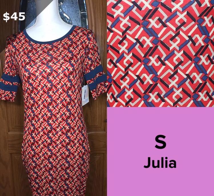 LuLaRoe Womens L Aegean Blue Floral Julia Shift Dress Scoop Neck ½ Sle –  Parsimony Shoppes