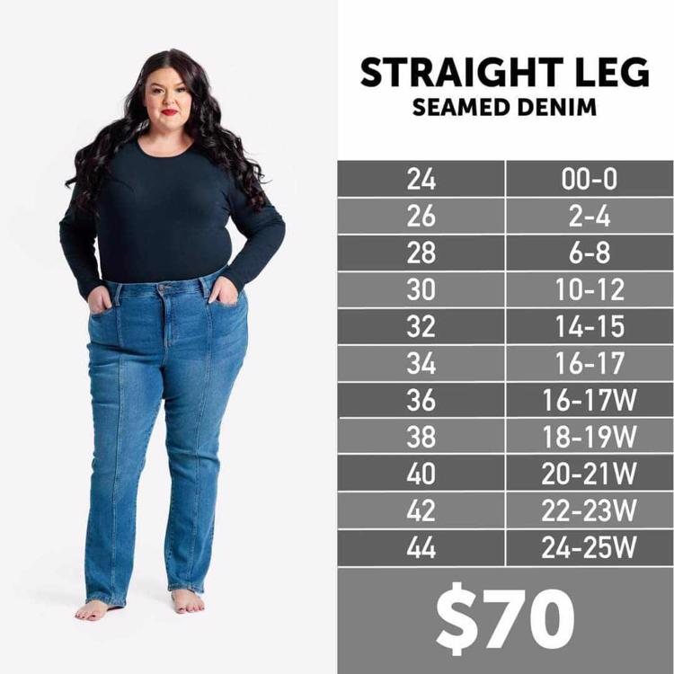 Size 30-32 Women's Plus Size Straight Leg Jeans