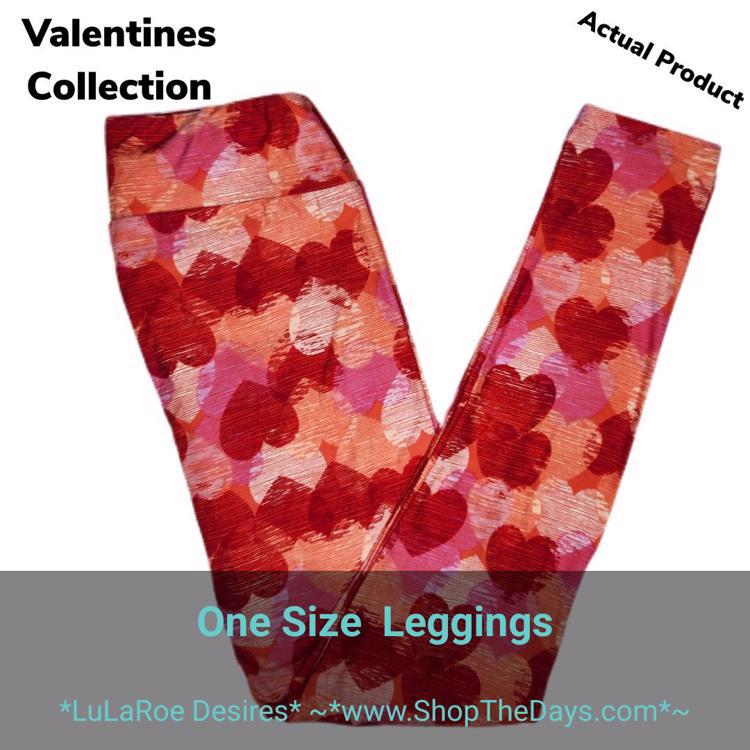 LuLaRoe Leggings Valentines Leggings Red & Pink Hearts TC